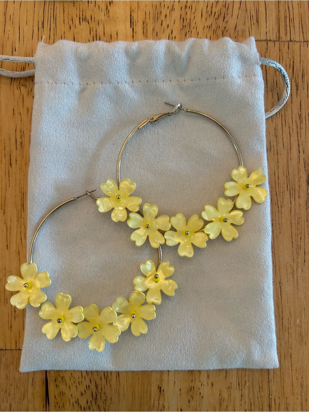 Large Yellow Floral Hoop Earrings